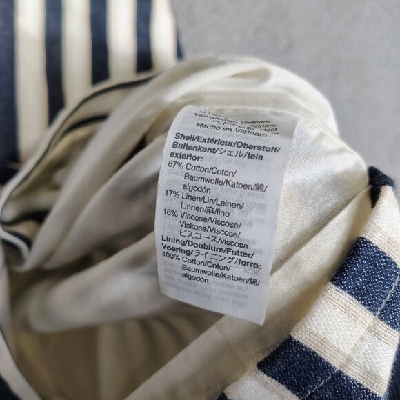 J.Crew Dress Women's 0 Cream Blue Striped Linen Blend Sleeveless Button-Front - Picture 4 of 9